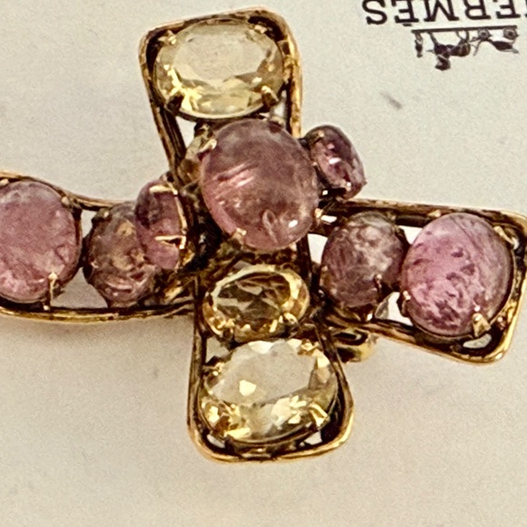 IRADJ MOINI NYC Designer yellow Citrine  and pink tourmaline VTG EARRINGS - Picture 6 of 6